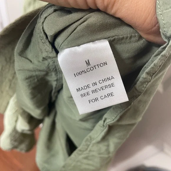 Wishlist Sage Green Cotton Button Front Midi Dress M - Picture 6 of 7